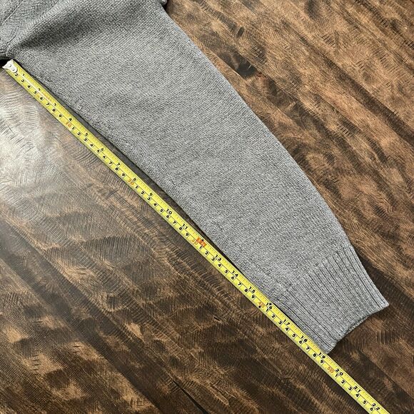 Banana Republic Mens L Merino Wool Blend Sweater Grey 1/4 Mock Neck Preppy Snaps - Picture 11 of 11